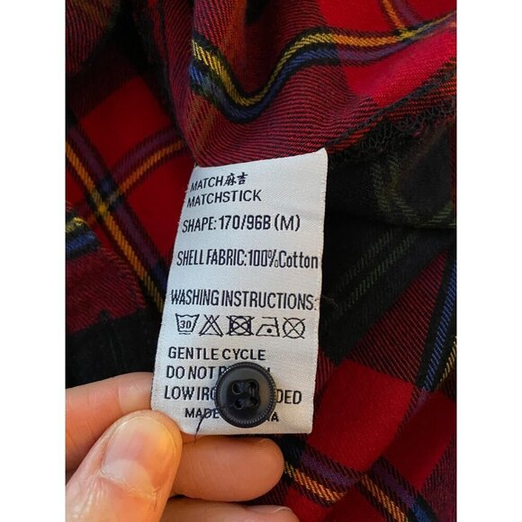 Matchstick Women M Red Plaid Flannel Button-Up Shirt Gorpcore Grunge - Picture 5 of 10